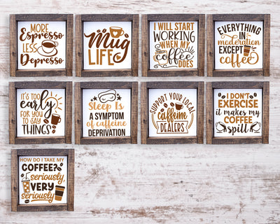 Coffee Farmhouse Tier Tray Signs