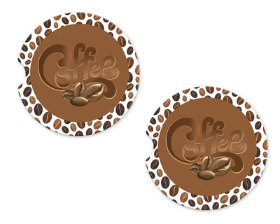 Coffee Sandstone Car Coasters (Set of Two)