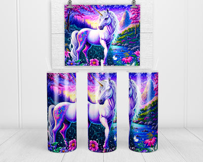 Colorful Unicorn 20 oz insulated tumbler with lid and straw