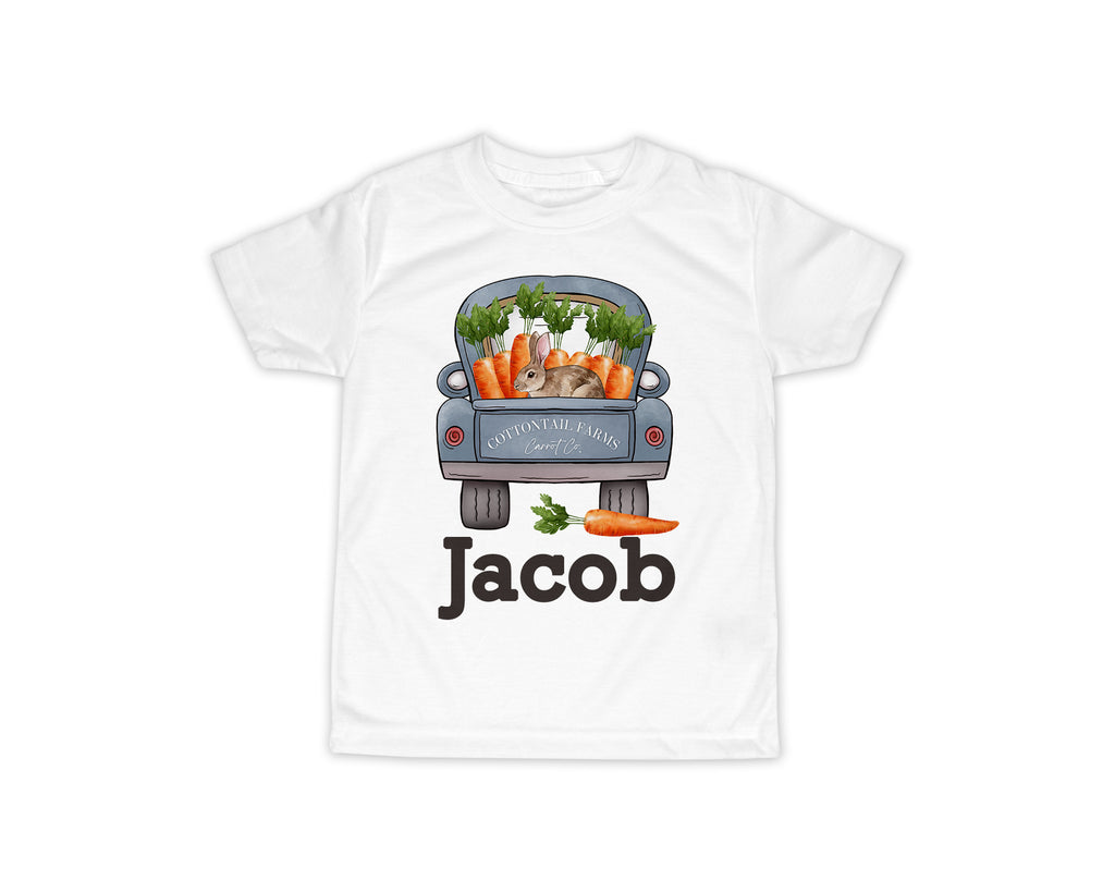 Cottontail Farms Carrot Truck Personalized Short or Long Sleeves Shirt - Sew Lucky Embroidery