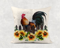Country Farmhouse Rooster Throw Pillow - Sew Lucky Embroidery