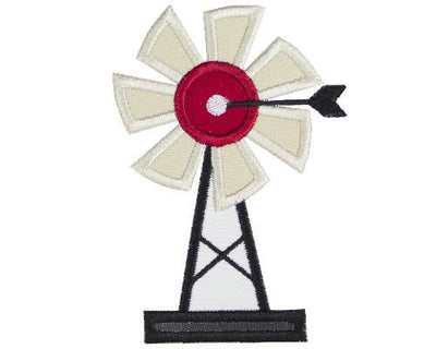 Country Windmill Sew or Iron on Embroidered Patch