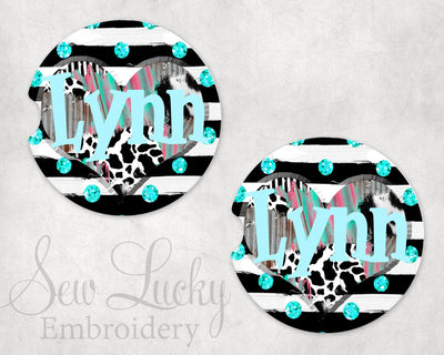 Cow Stripes Personalized Sandstone Car Coasters (Set of Two)