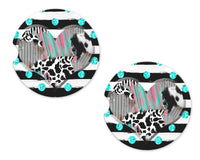 Cow Stripes Sandstone Car Coasters