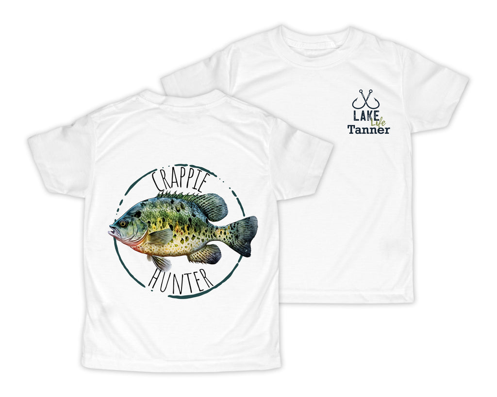 Crappie Hunter Personalized Short or Long Sleeves Shirt - Sew Lucky Embroidery