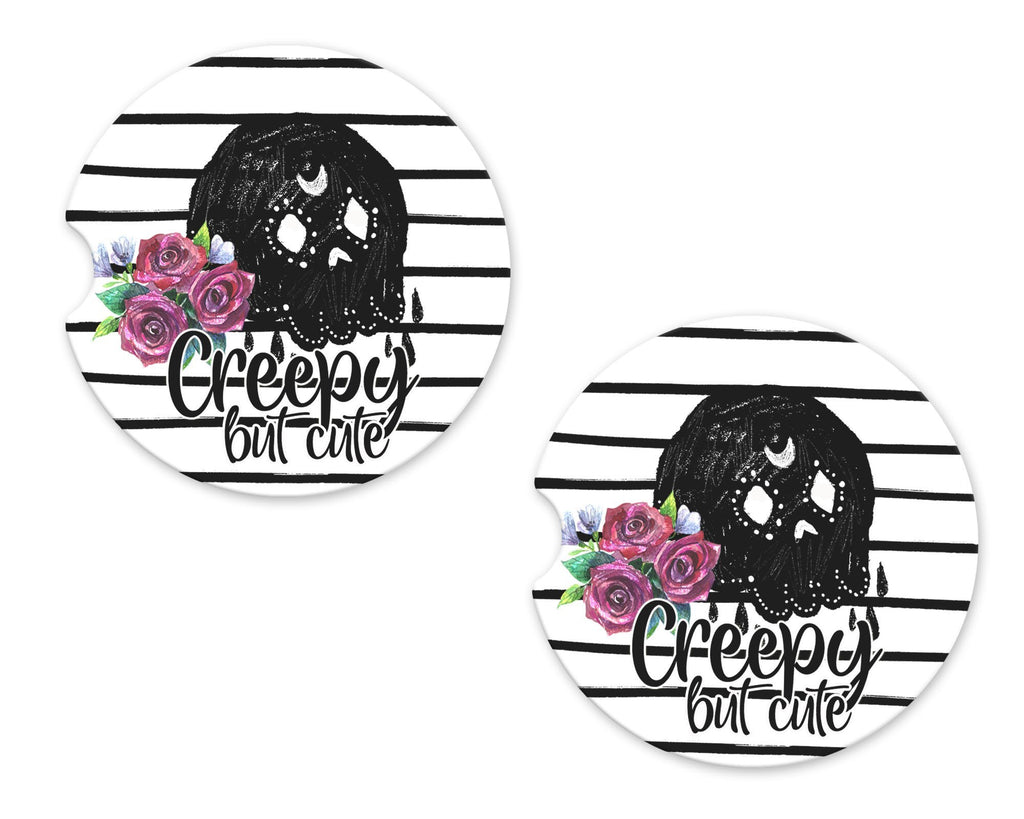 Creepy but Cute Lace Sandstone Car Coasters - Sew Lucky Embroidery