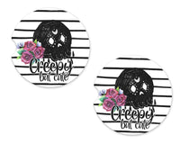 Creepy but Cute Lace Sandstone Car Coasters - Sew Lucky Embroidery