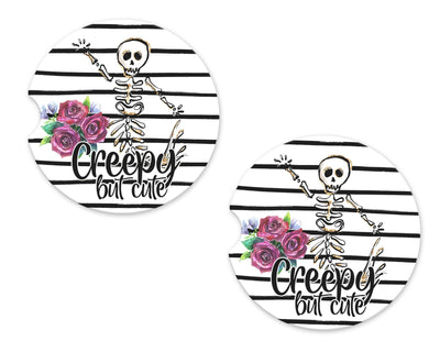 Creepy but Cute Skeleton Sandstone Car Coasters (Set of Two)