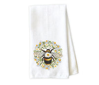 Daisy Bee Waffle Weave Microfiber Kitchen Towel - Sew Lucky Embroidery