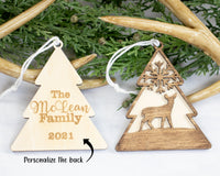 Wooden Deer Personalized Christmas Ornament - Sew Lucky Embroidery