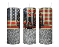 Deer Flag 20 oz insulated tumbler with lid and straw - Sew Lucky Embroidery