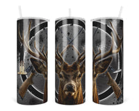 Deer Rifles 20 oz insulated tumbler with lid and straw - Sew Lucky Embroidery