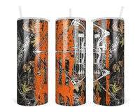Deer and Bow Hunting 20 oz insulated tumbler with lid and straw - Sew Lucky Embroidery