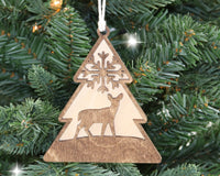 Wooden Deer Personalized Christmas Ornament - Sew Lucky Embroidery