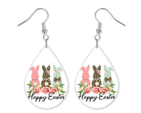 Easter Bunny Trio Teardrop Earrings - Sew Lucky Embroidery