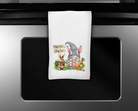 Easter Gnome Waffle Weave Microfiber Kitchen Towel - Sew Lucky Embroidery
