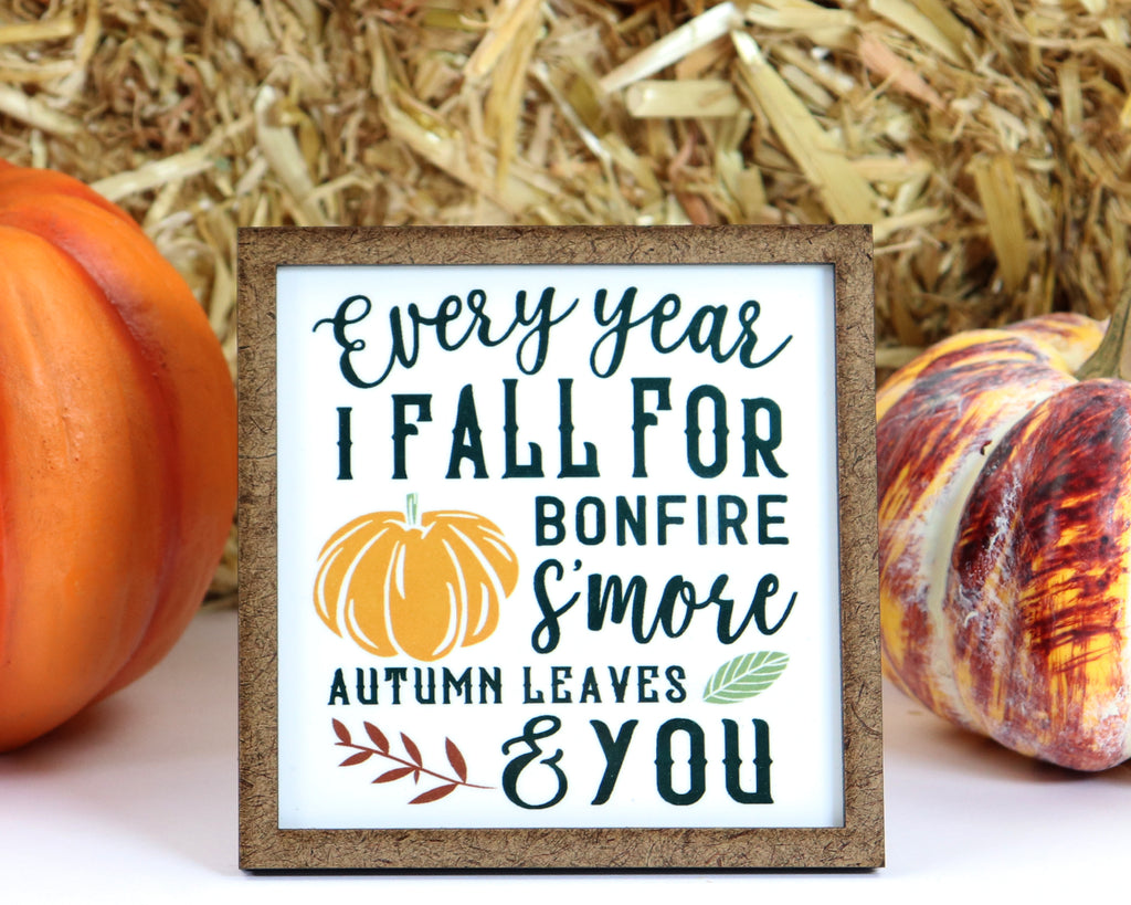 Every Year I Fall For You Fall Tier Tray Sign - Sew Lucky Embroidery