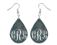 Faded Damask Personalized Teardrop Earrings