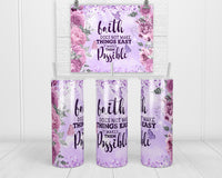 Faith with Roses 20 oz insulated tumbler with lid and straw - Sew Lucky Embroidery