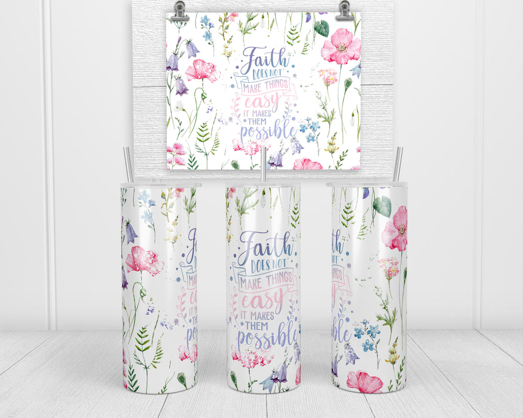 Faith 20 oz insulated tumbler with lid and straw - Sew Lucky Embroidery