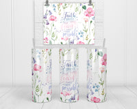 Faith 20 oz insulated tumbler with lid and straw - Sew Lucky Embroidery