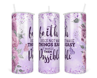 Faith with Roses 20 oz insulated tumbler with lid and straw - Sew Lucky Embroidery