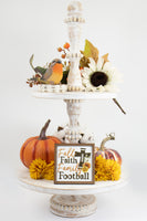 Fall Faith Family Football Fall Tier Tray Sign - Sew Lucky Embroidery