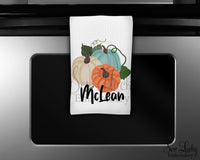 Fall Pumpkins Personalized Kitchen Towel - Waffle Weave Towel - Microfiber Towel - Kitchen Decor - House Warming Gift - Sew Lucky Embroidery