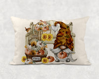 Fall Gnome Lumbar Throw Pillow - Sew Lucky Embroidery
