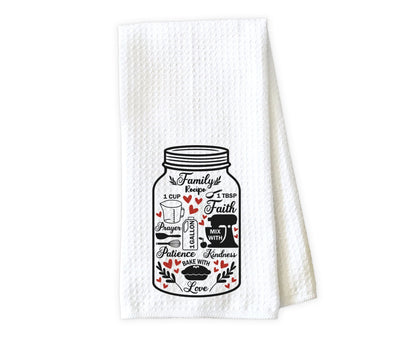 Family Recipe Jar Waffle Weave Microfiber Kitchen Towel