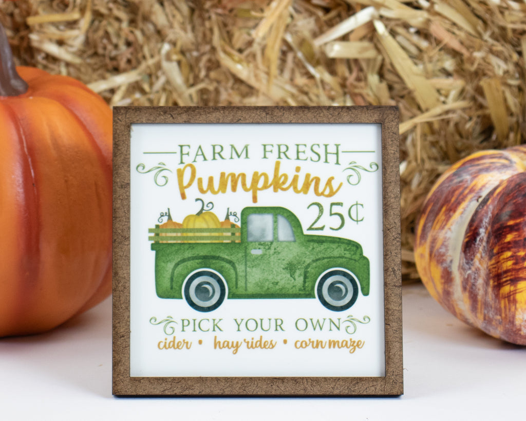 Farm Fresh pumpkin Truck Fall Tier Tray Sign - Sew Lucky Embroidery