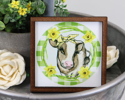 Farmhouse Cow Tier Tray Sign