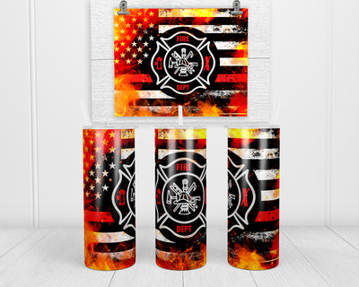 Fire Flag 20 oz insulated tumbler with lid and straw