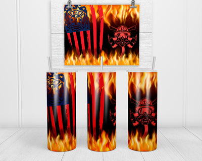 Fire and Rescue Helmet 20oz insulated tumbler with lid and straw