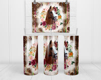 Floral Horse 20 oz insulated tumbler - Sew Lucky Embroidery