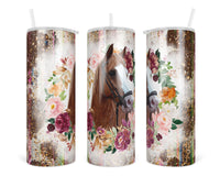 Floral Horse 20 oz insulated tumbler - Sew Lucky Embroidery