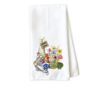 Floral Spring Gnome Waffle Weave Microfiber Kitchen Towel - Sew Lucky Embroidery