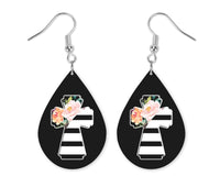 Floral Cross Teardrop Earrings