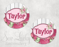 Floral Frame Personalized Sandstone Car Coasters - Sew Lucky Embroidery