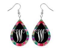 Floral Monogrammed Teardrop Earrings