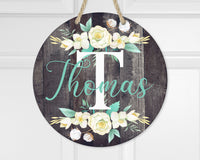 Floral and Cotton Personalized Door Hanger - Sew Lucky Embroidery
