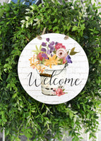Flower Pail Welcome Door Hanger - Sew Lucky Embroidery