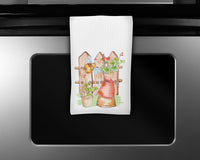 Flower Pots and Bee Waffle Weave Microfiber Kitchen Towel - Sew Lucky Embroidery