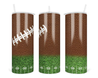 Football and Yard Line 20 oz insulated tumbler with lid and straw - Sew Lucky Embroidery