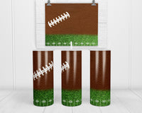 Football and Yard Line 20 oz insulated tumbler with lid and straw - Sew Lucky Embroidery