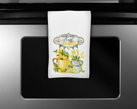 Fresh Lemons Waffle Weave Microfiber Kitchen Towel - Sew Lucky Embroidery