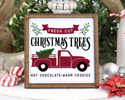 Fresh Cut Christmas Trees Tier Tray Sign