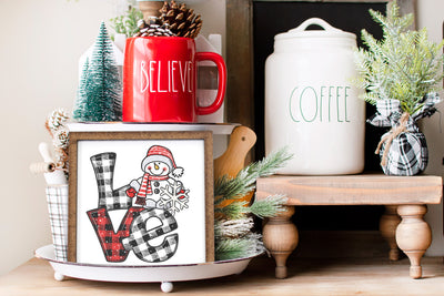 Frosty Love Tier Tray Sign Christmas Sign