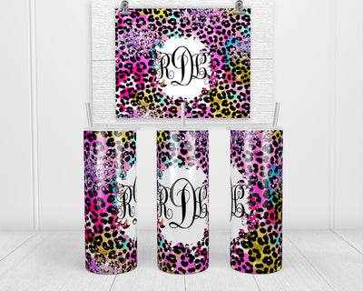 Fun Leopard Colorful Personalized 20 oz insulated tumbler with lid and straw