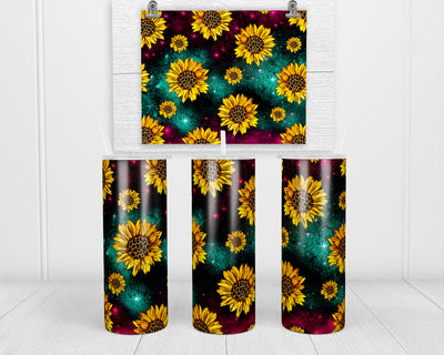 Galaxy Sunflowers 20 oz insulated tumbler with lid and straw